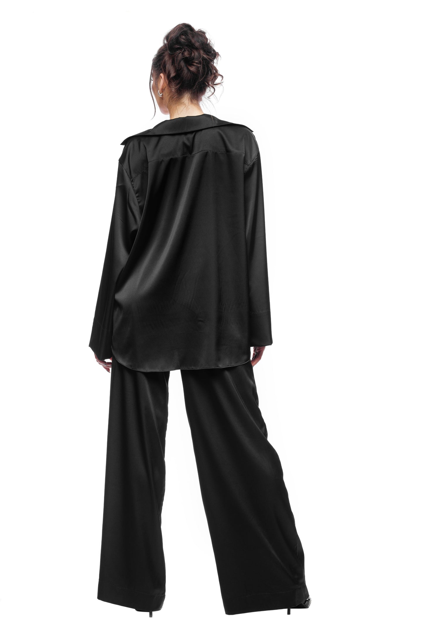 Midnight Luxe Satin Pyjama Set Black