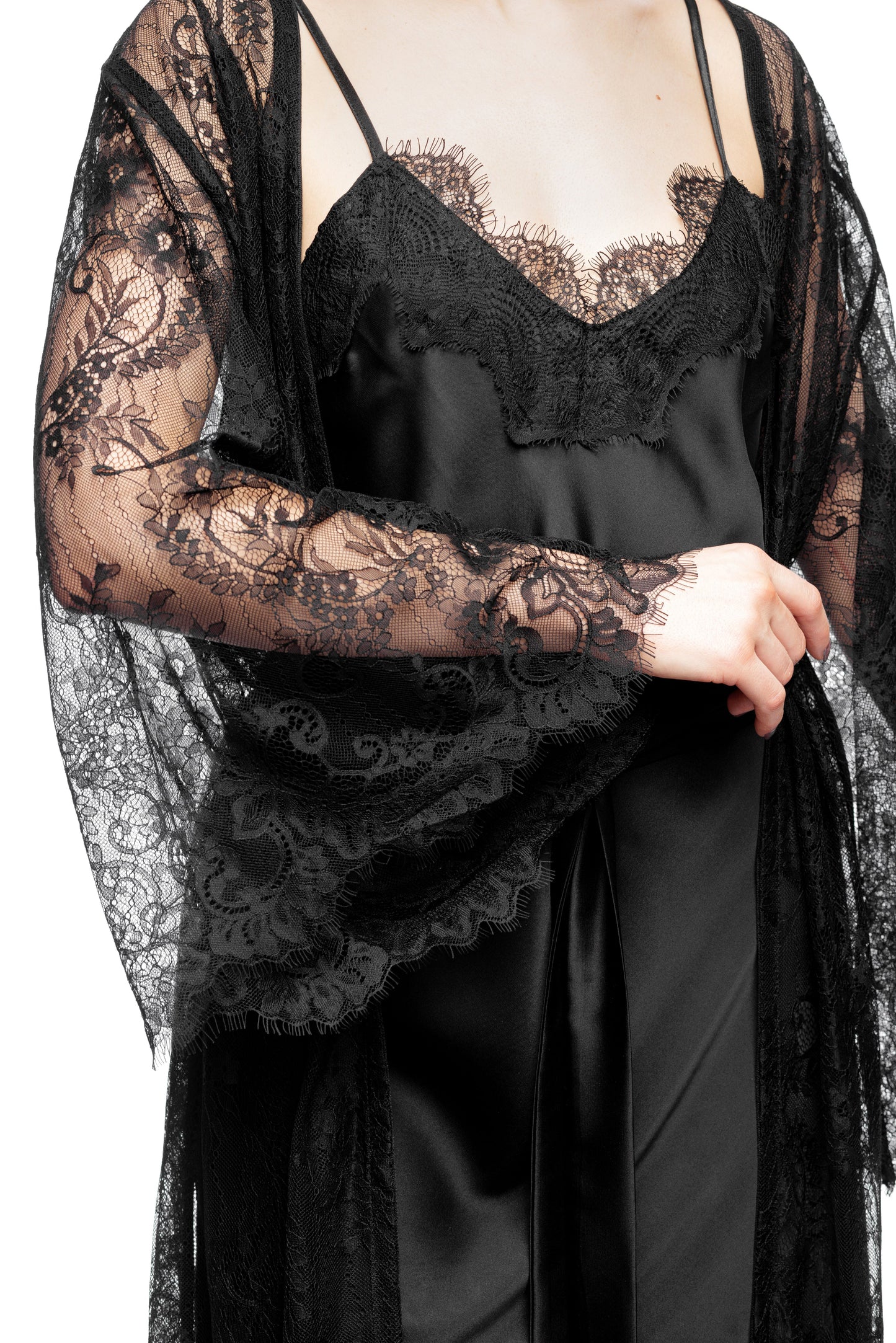 Midnight Lace Robe Black
