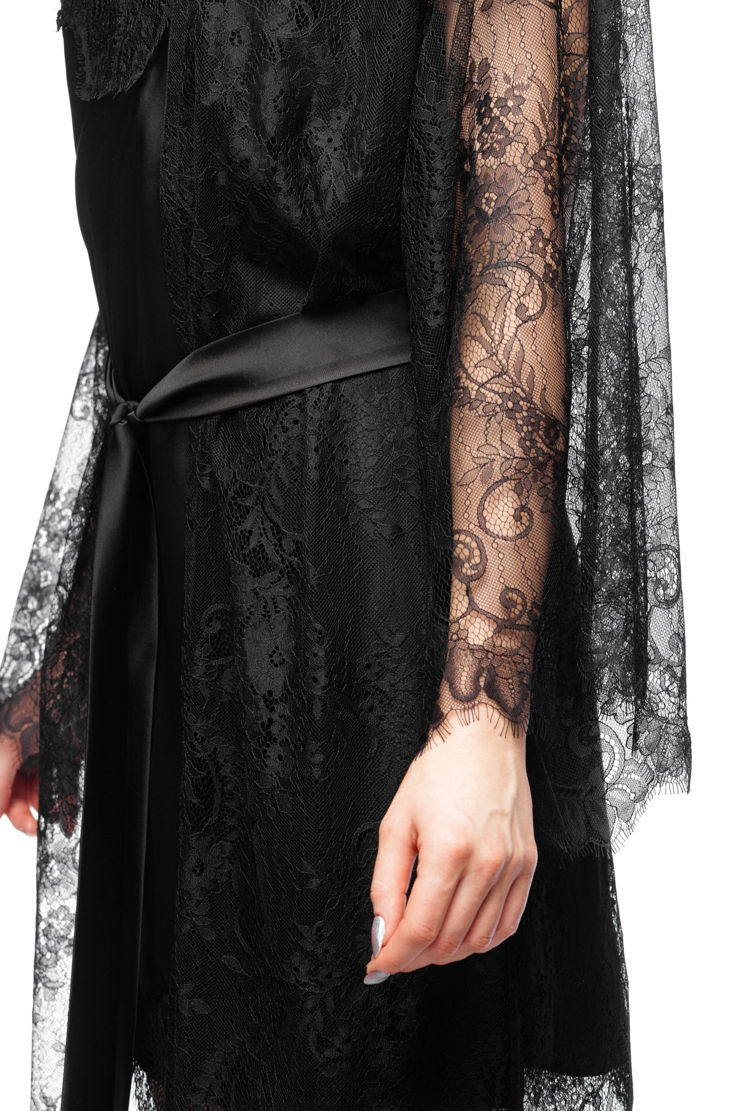 Midnight Lace Robe Black