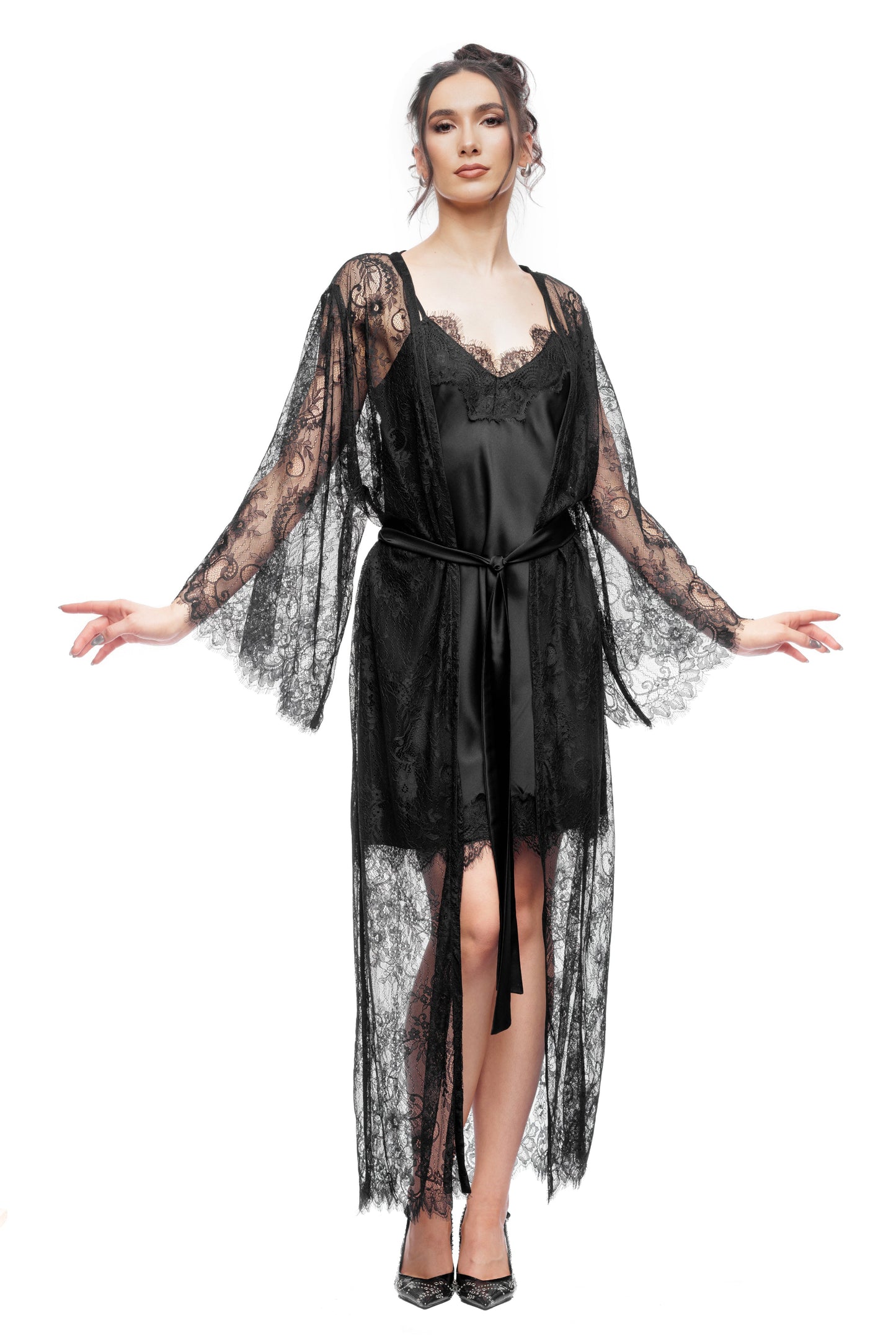 Midnight Lace Robe Black