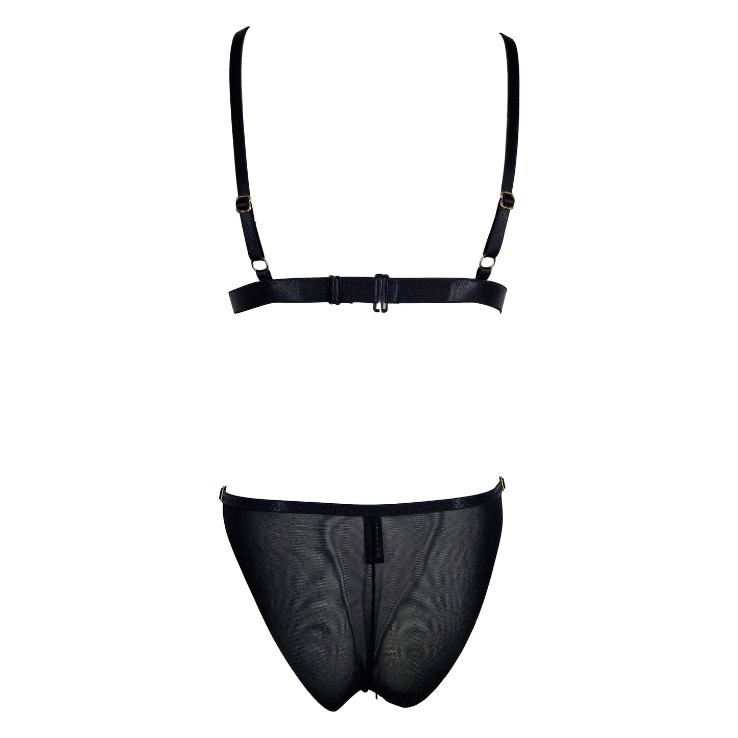 Lilith elastic tulle lingerie set with sequin patches black