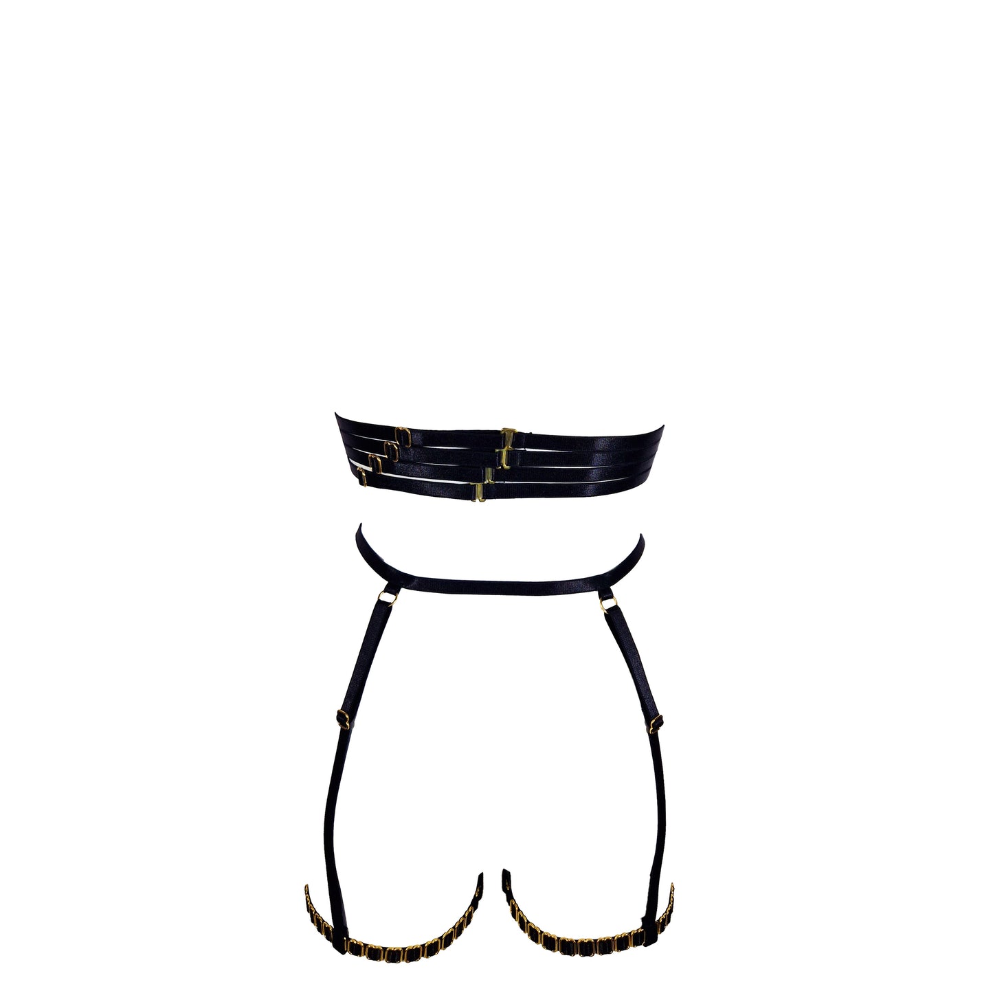 Harness set with garters black