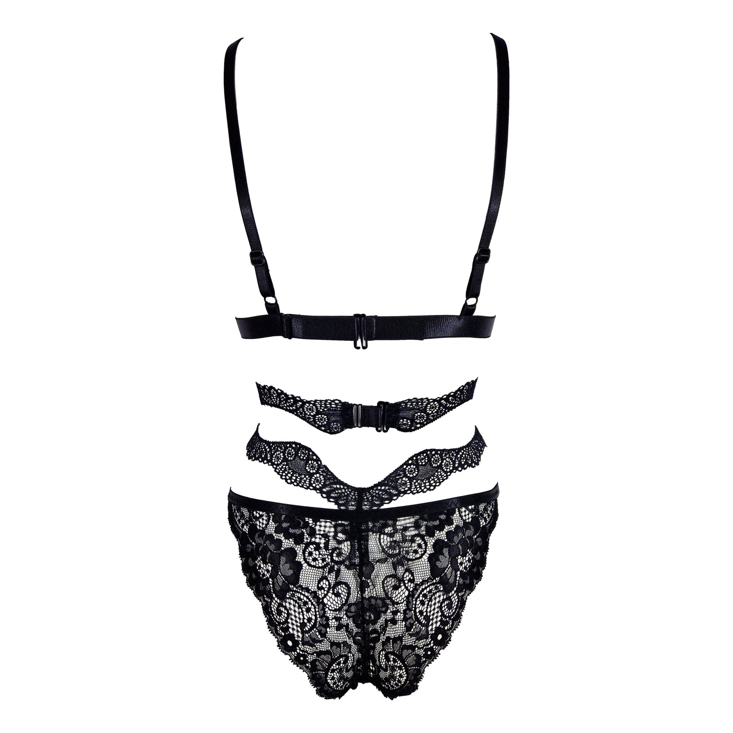 Waves lace lingerie set black