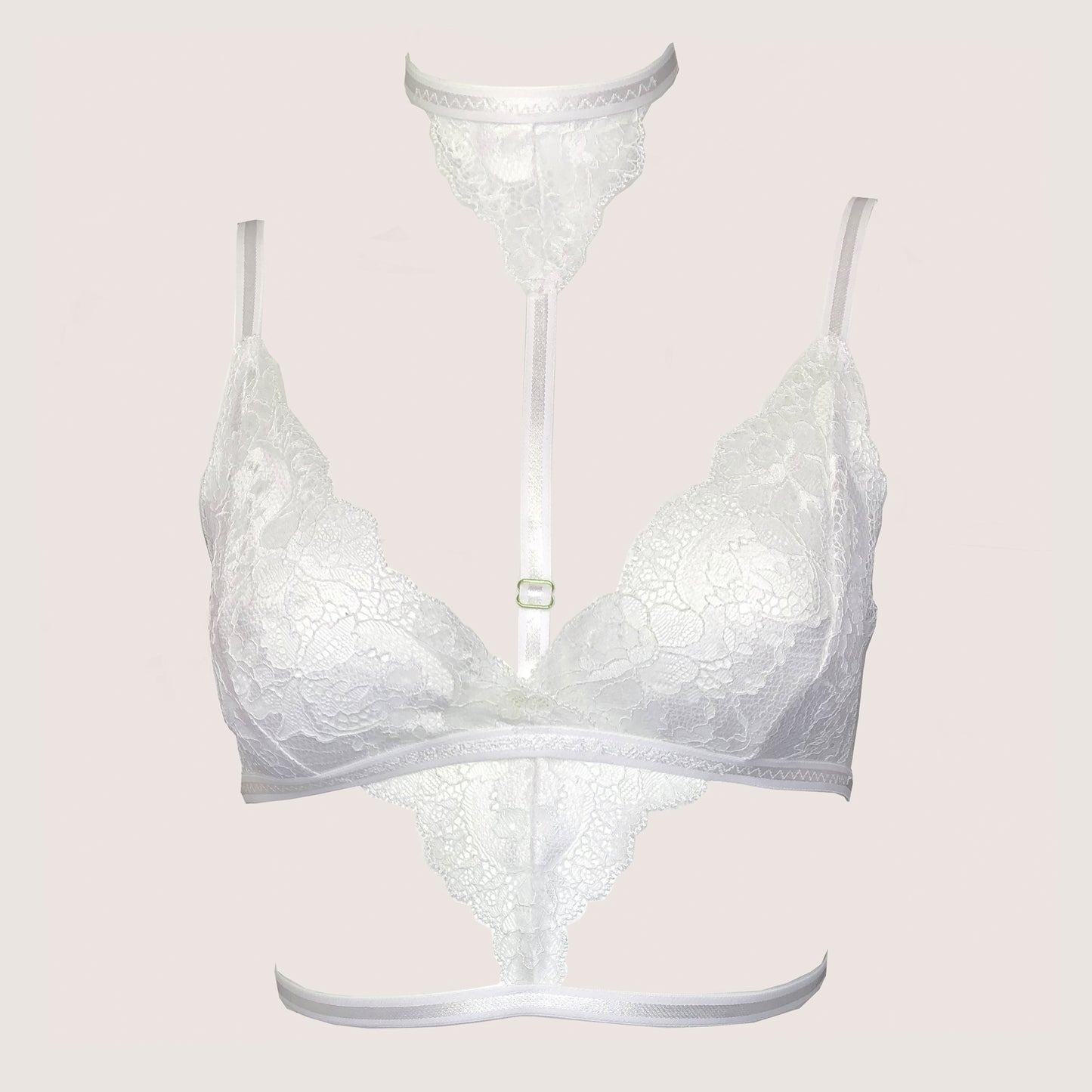 Ice Queen lace lingerie set with garters 24k GOLD plated hardware