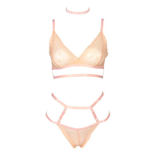 Grace lace lingerie set in baby pink