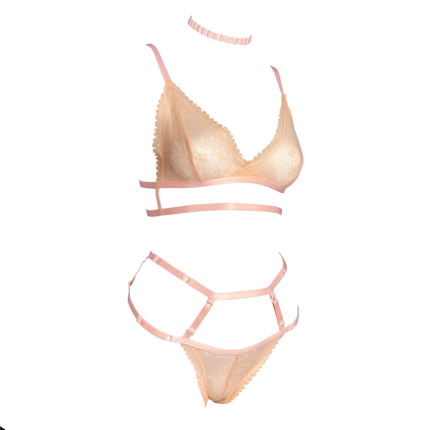 Grace lace lingerie set in baby pink