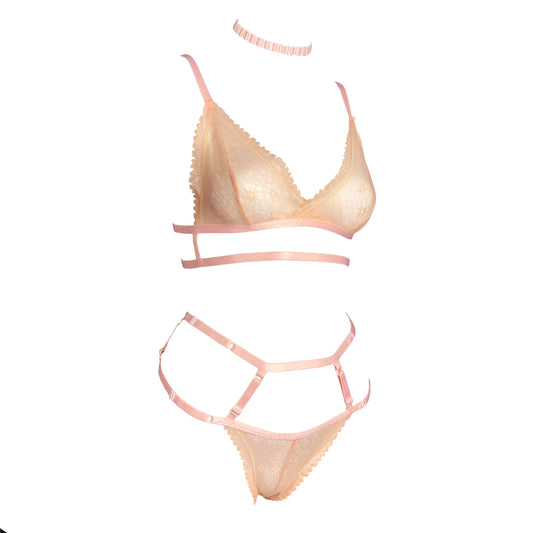 Grace lace lingerie set in baby pink