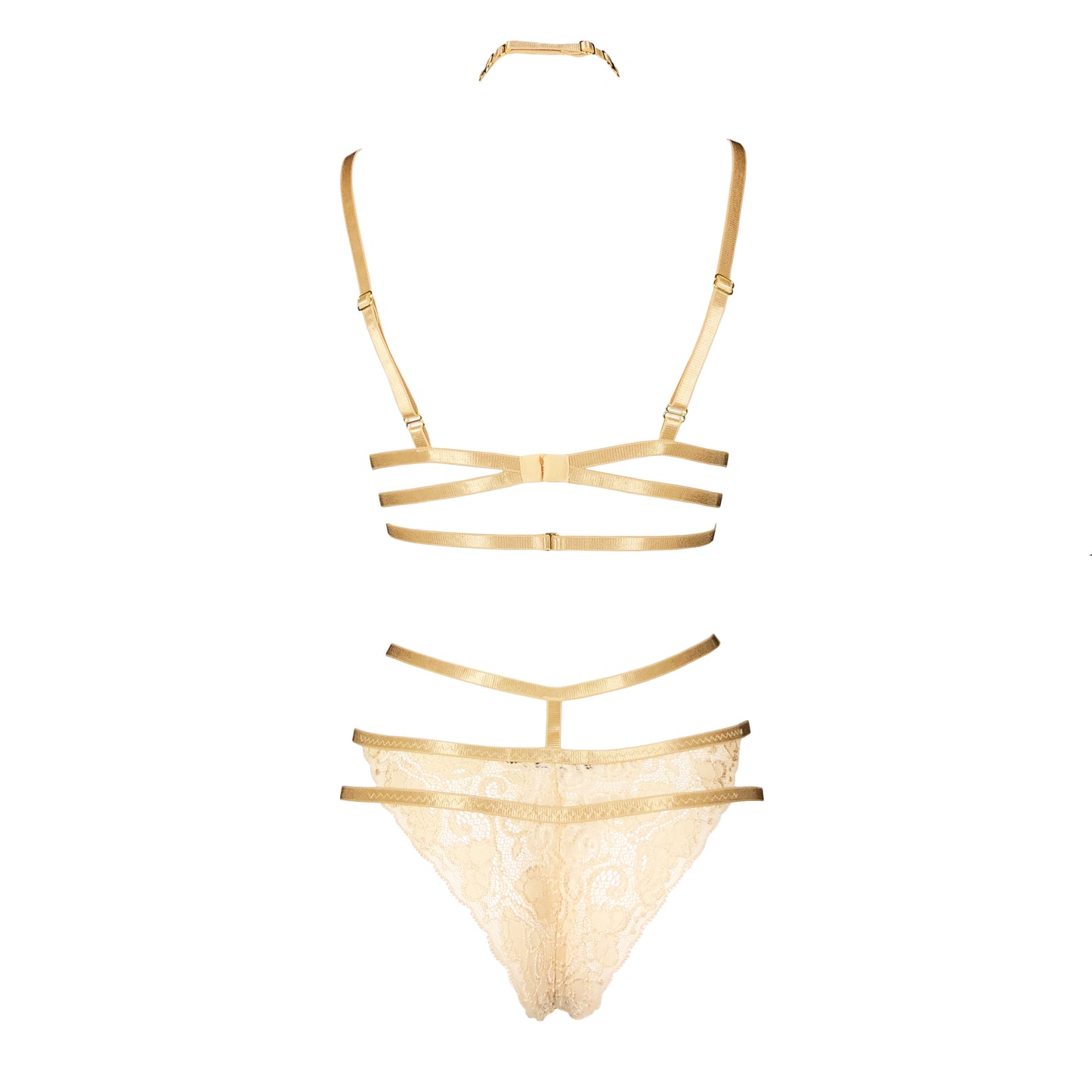 18k Gold lace lingerie set in champagne