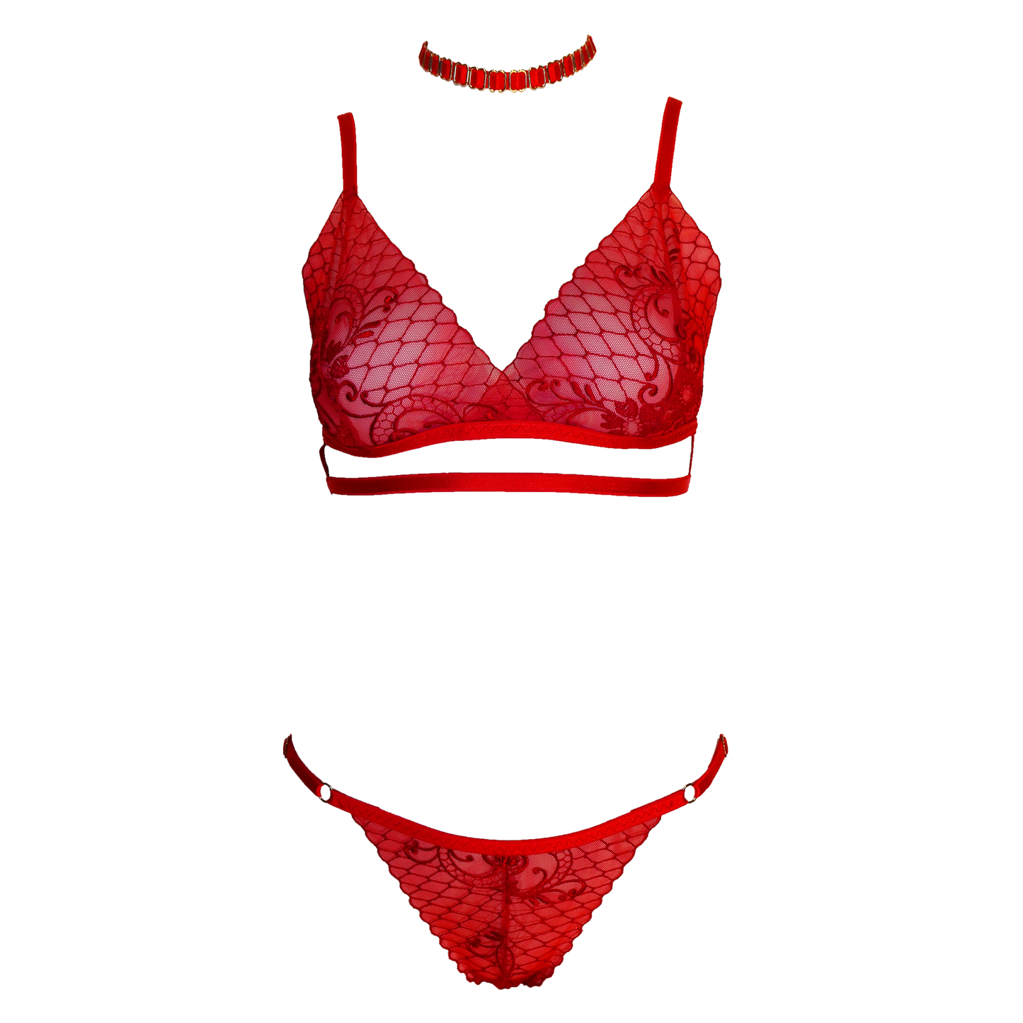 Antoinette lace lingerie set red