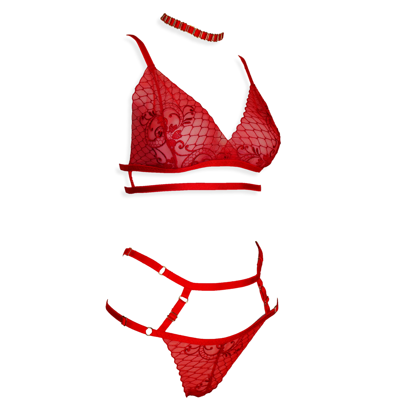 Monique lace lingerie set red
