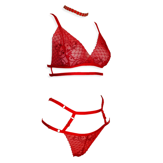Monique lace lingerie set red