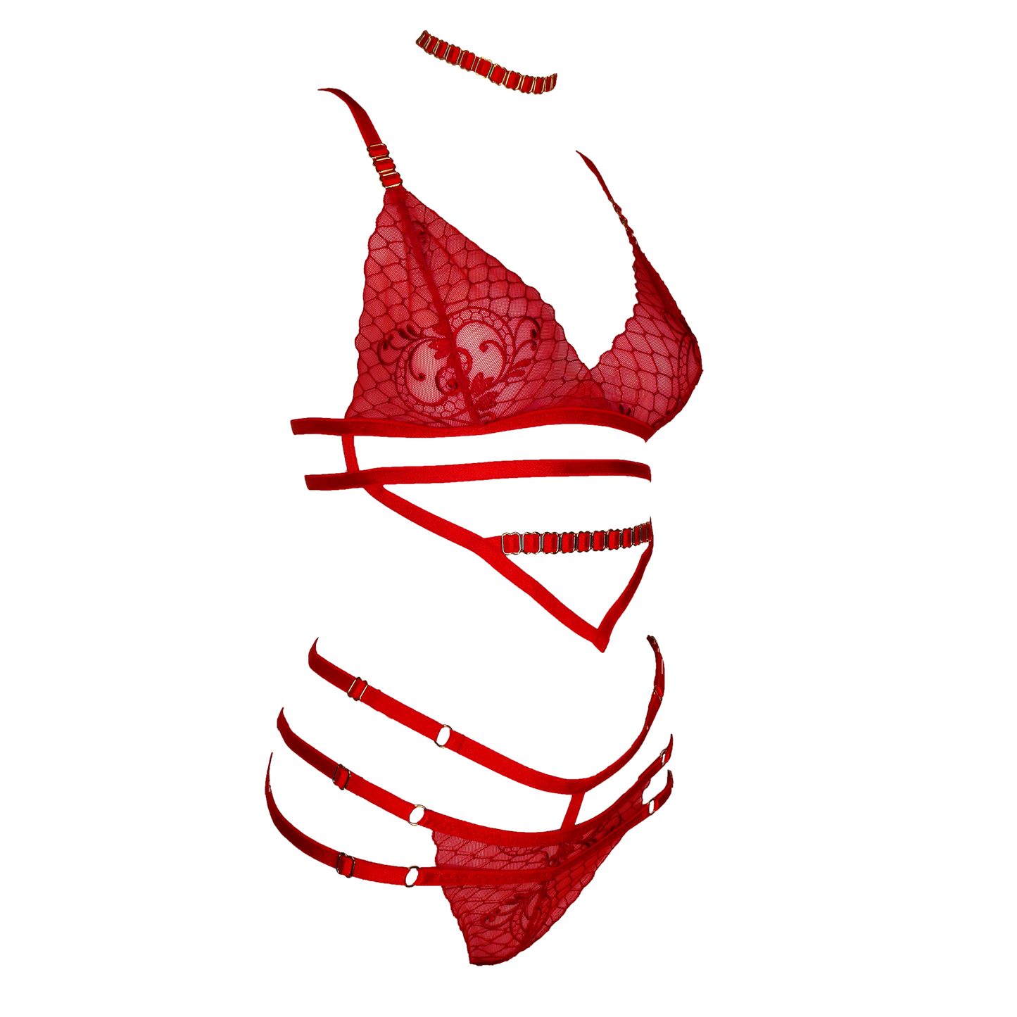 Genevive lace lingerie set red