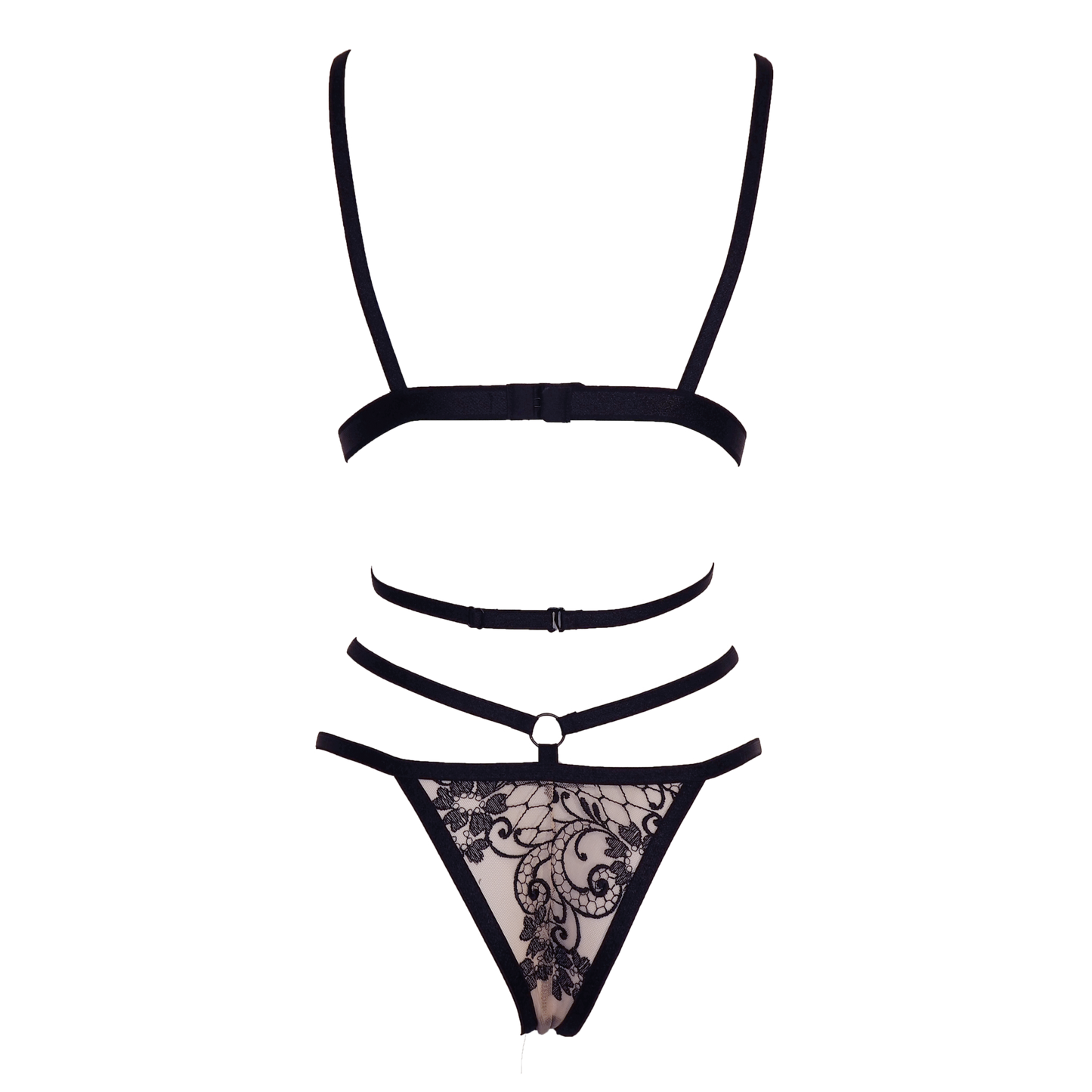 Mistinquett lace lingerie set black & light pink