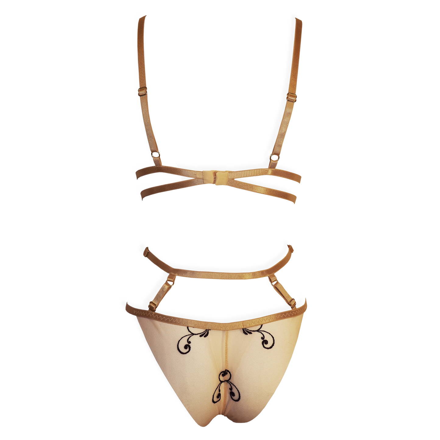 Jesabelle transparent tulle lingerie set beige