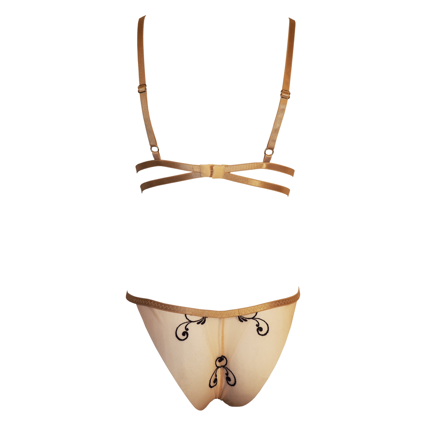 Sweetpea transparent tulle lingerie set beige