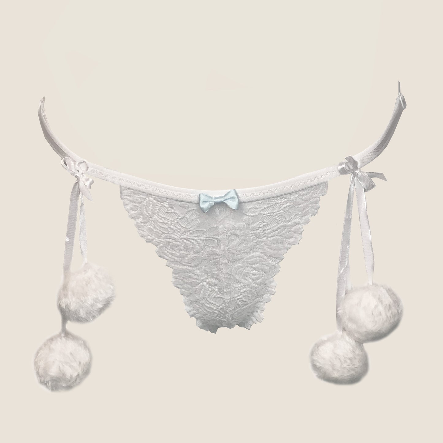 Snowflake lace lingerie set with pompoms