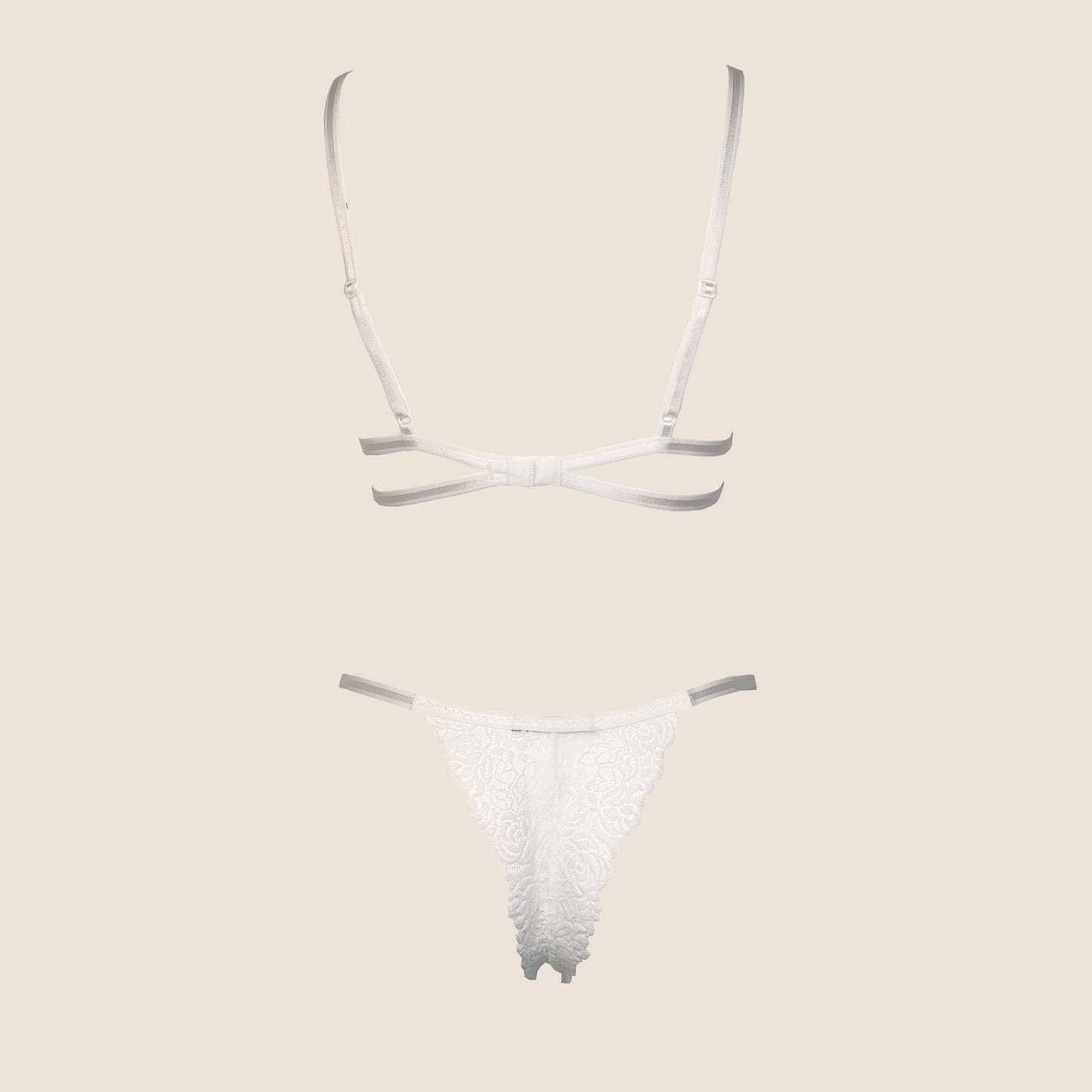 Snowflake lace lingerie set with pompoms