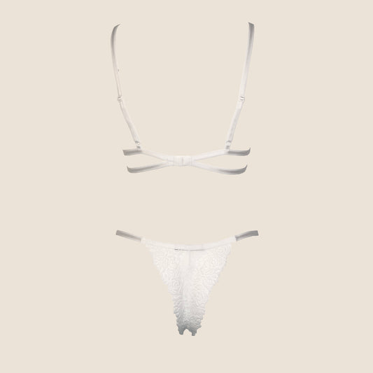 Snowflake lace lingerie set with pompoms