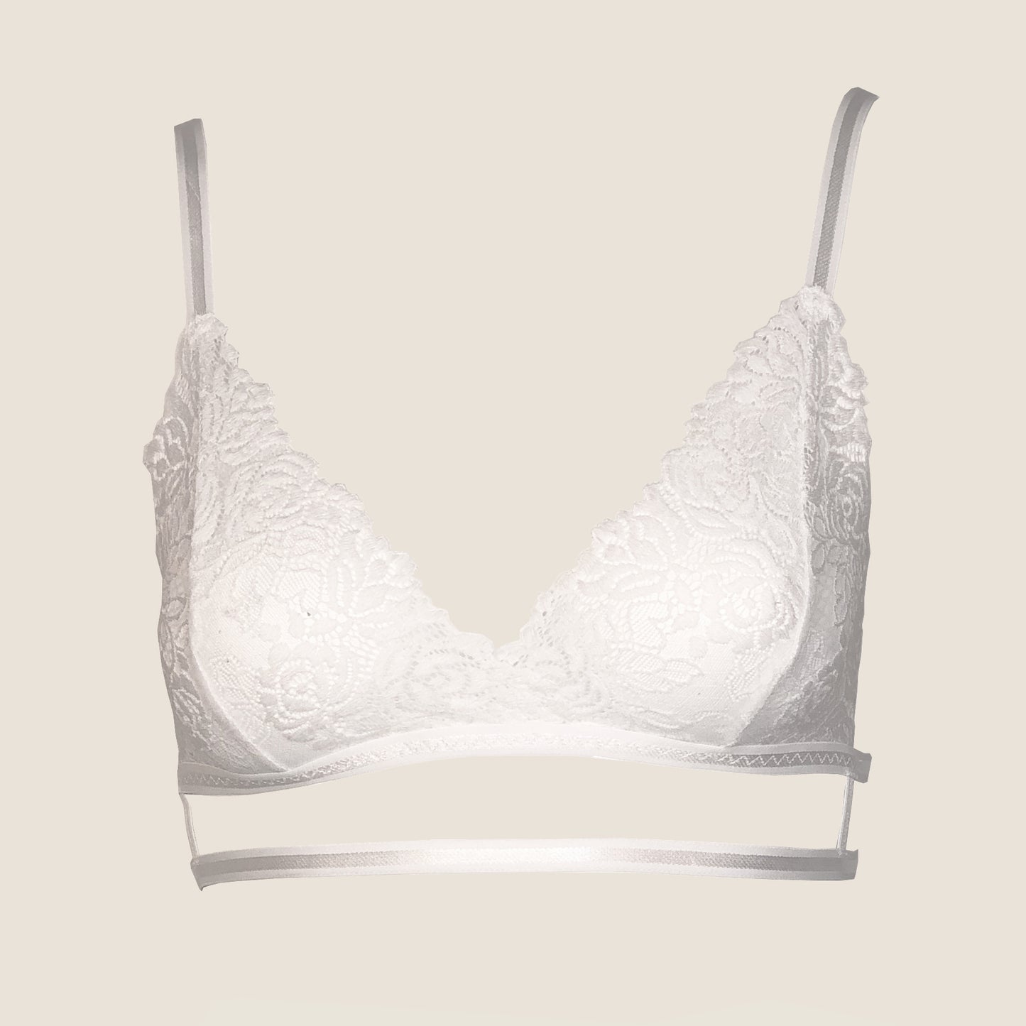 Snowflake II lace lingerie set with garters and pompoms