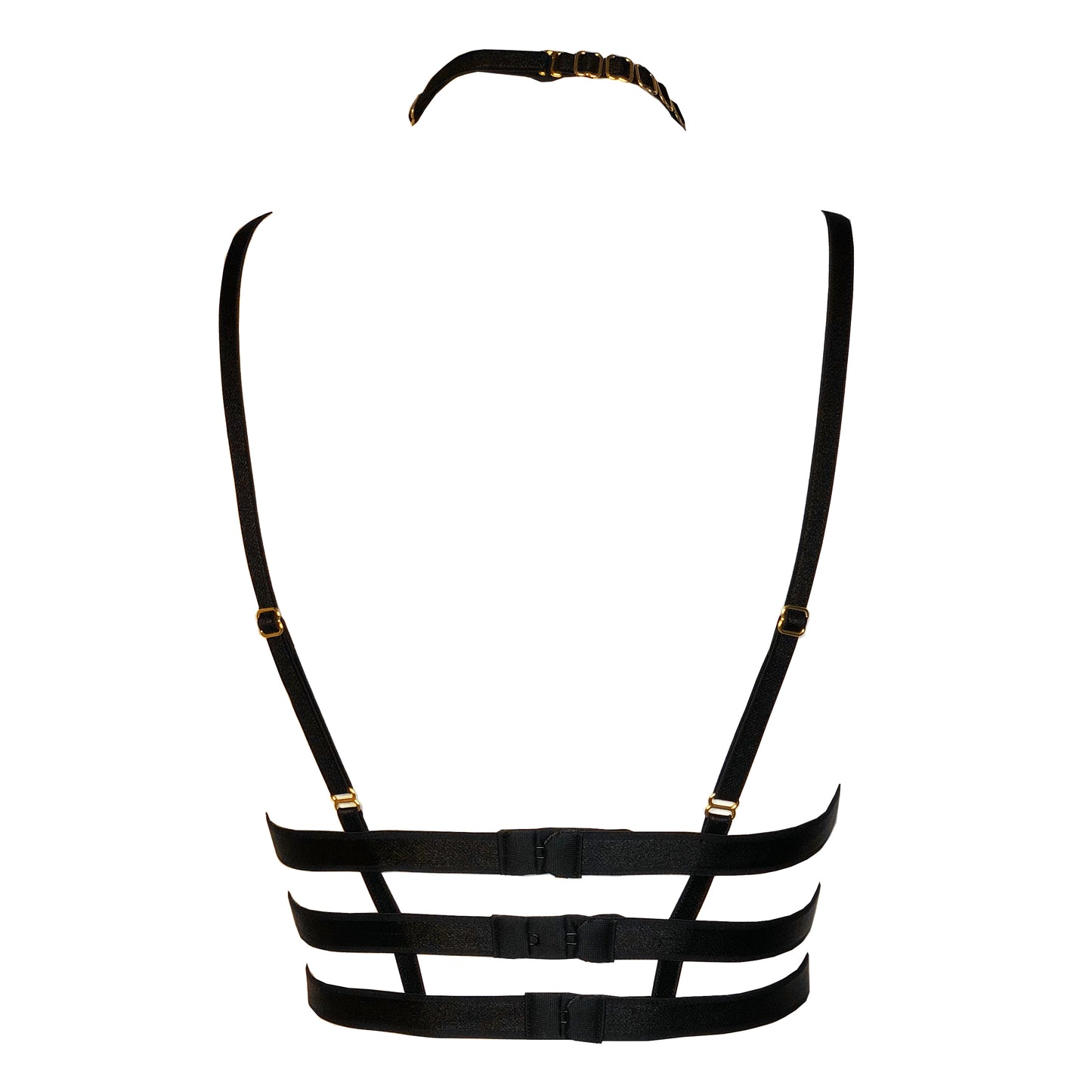 Mistress lace lingerie set with crotchless panties and garters black