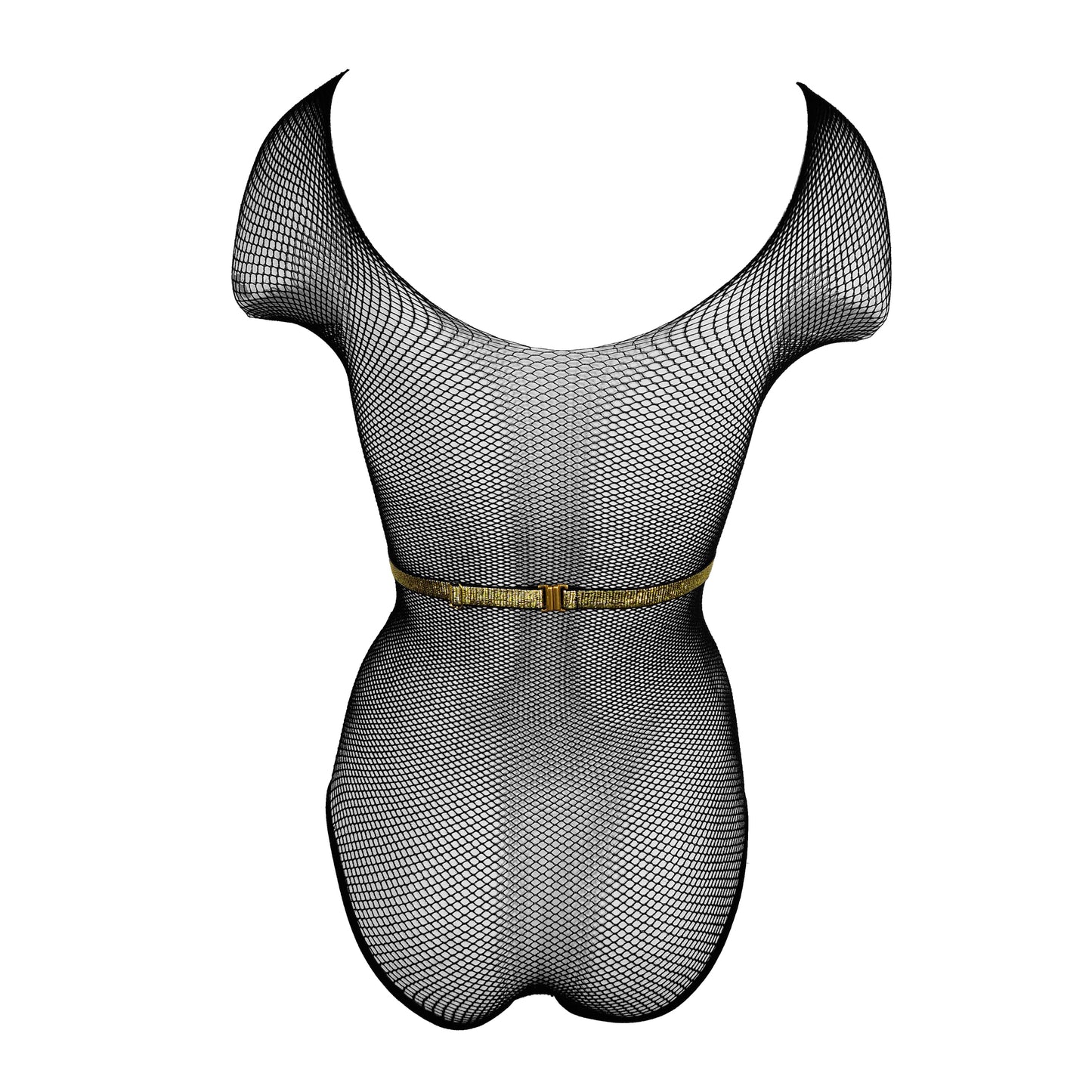Fishnet bodysuit with harness black