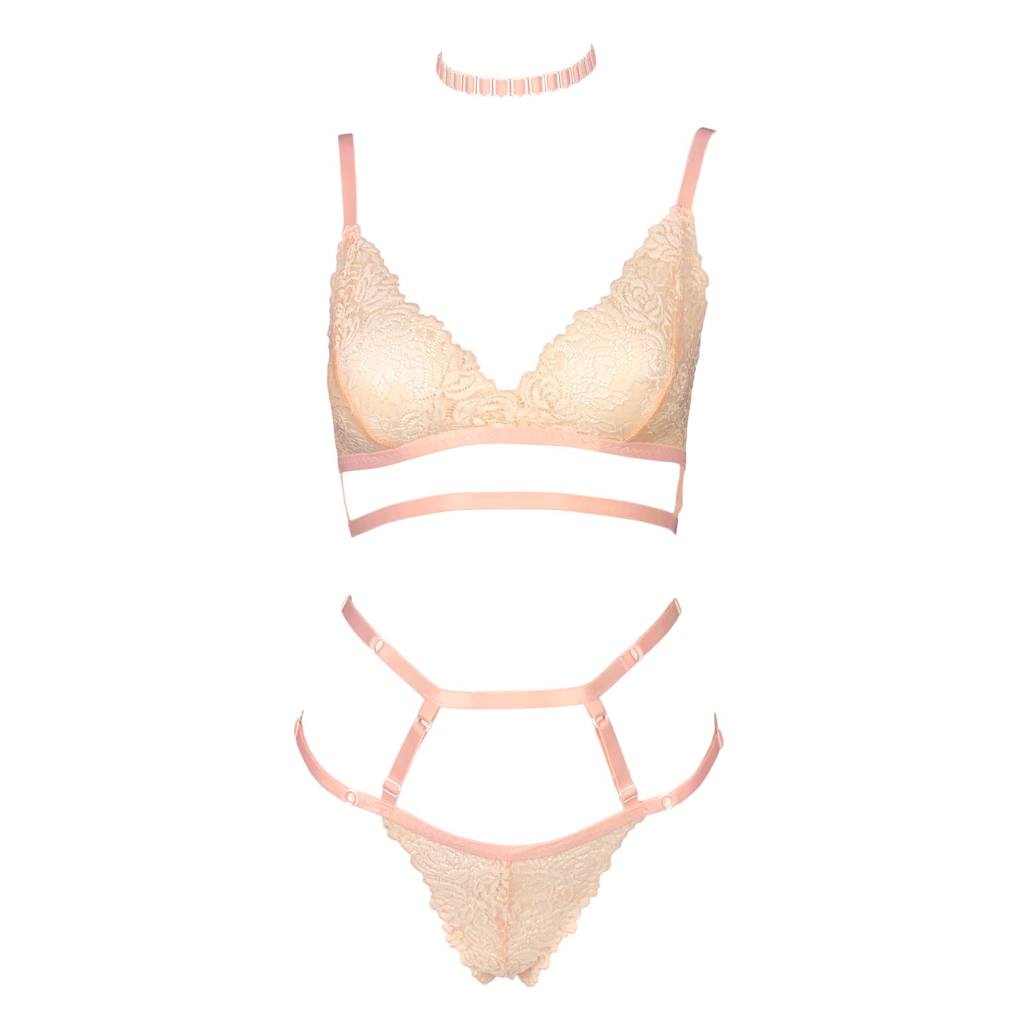 Daisy lace lingerie set in baby pink