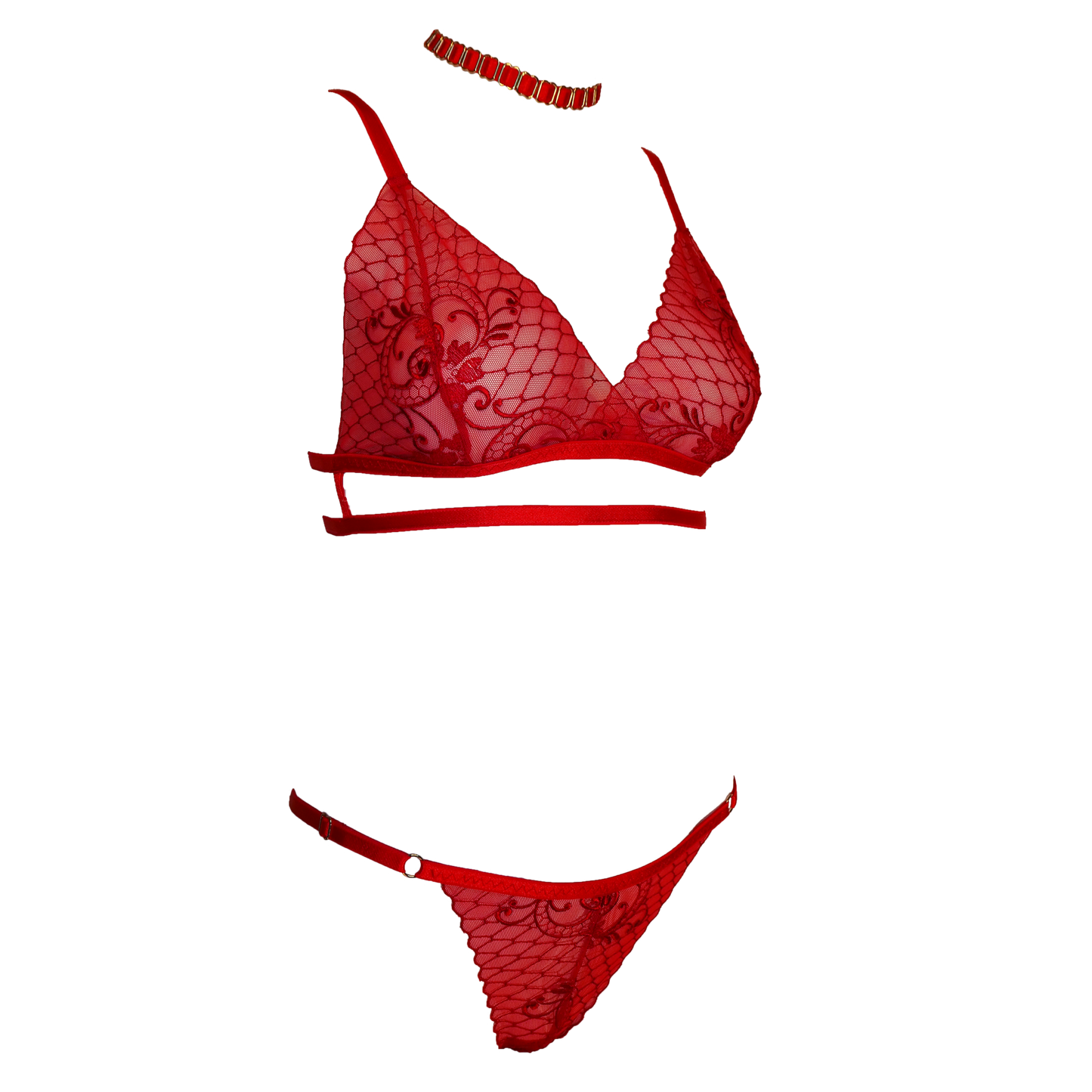Antoinette lace lingerie set red
