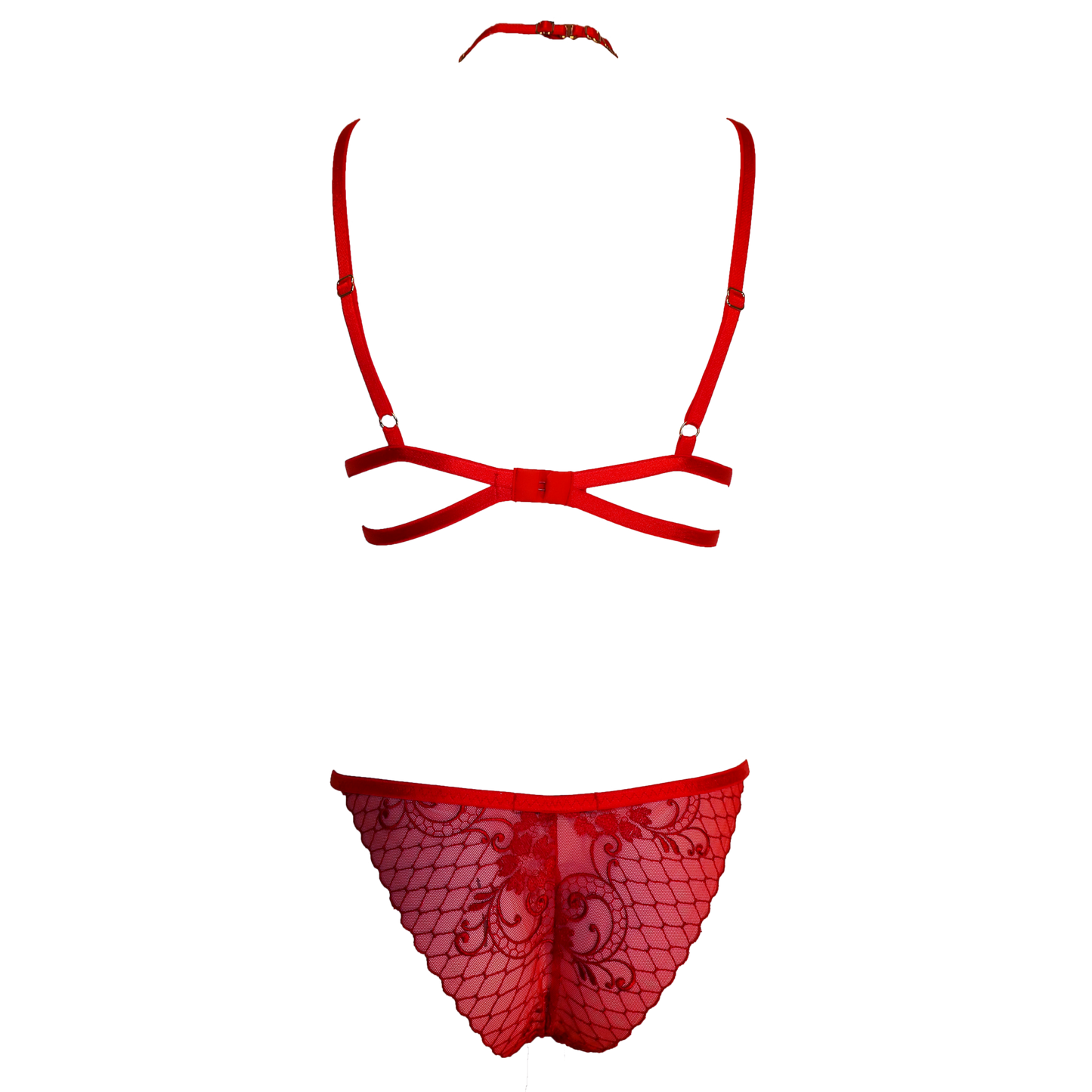 Antoinette lace lingerie set red