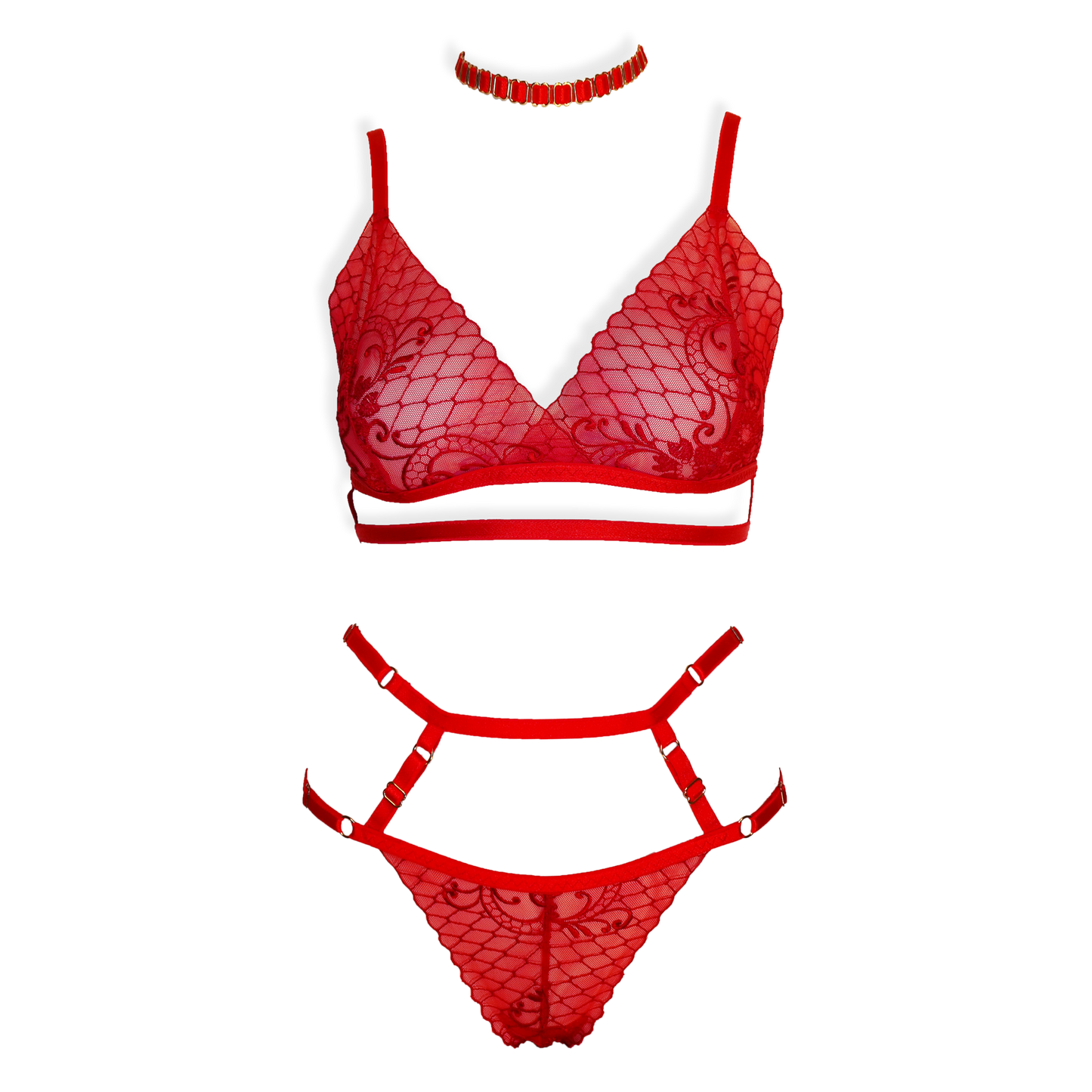 Monique lace lingerie set red