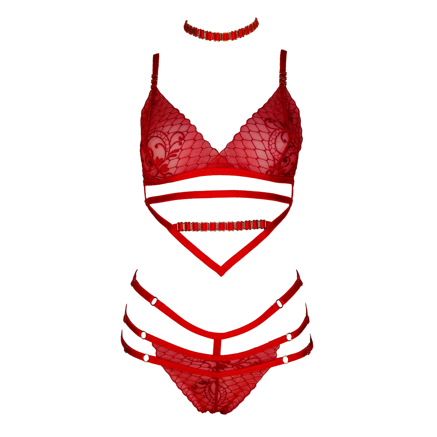 Genevive lace lingerie set red