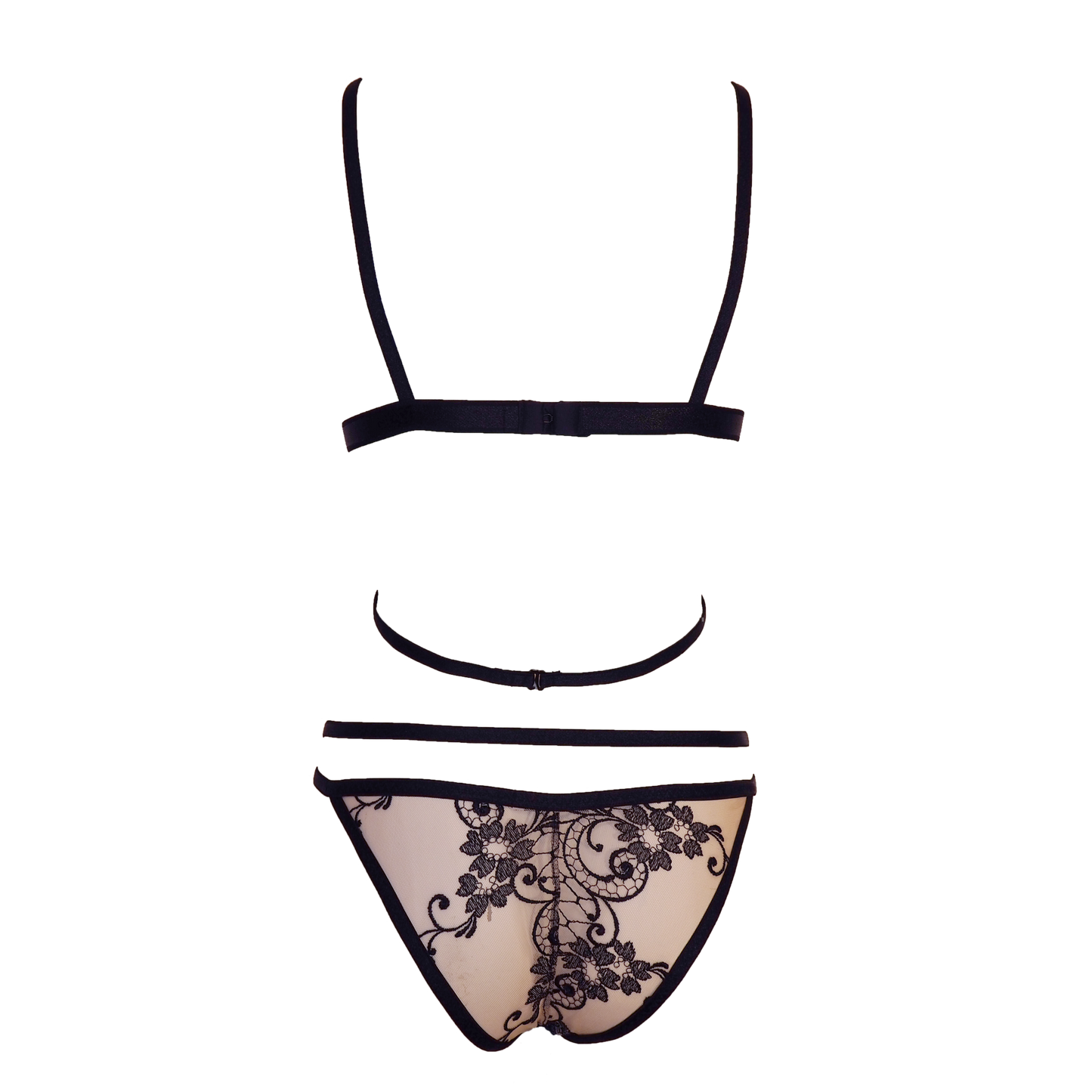 Dita Von Tease lace lingerie set with tassels black & light pink